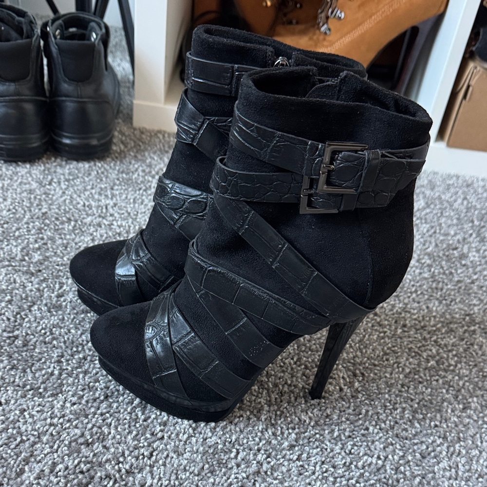 Black High Heel Ankle Boots